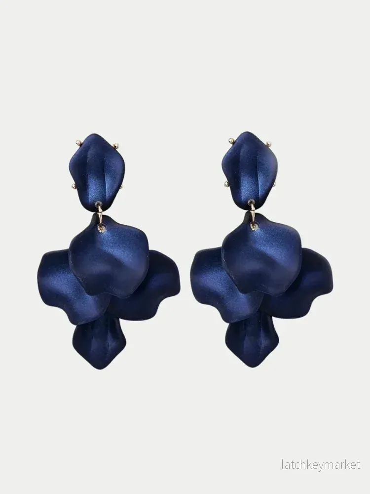 Leaf Örhängen, Matt Midnight Blue