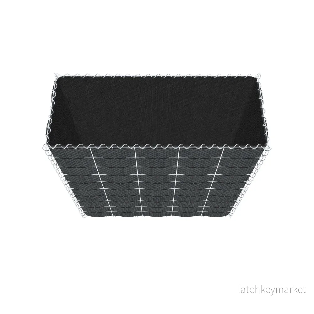 Grön gabion med fleece & insynsskydd 100 cm x 100 cm x 40 cm (L x H x D), maskstorlek 10 cm x 10 cm, spiral - Bild 3