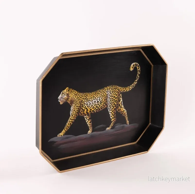Bricka Handmålad Leopard Les Ottomans - Bild 2