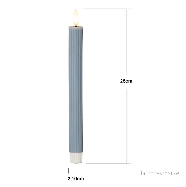 Stearinlys LED Antikklys 2-pack Flamme Stripe 25 cm Blå - Bild 3