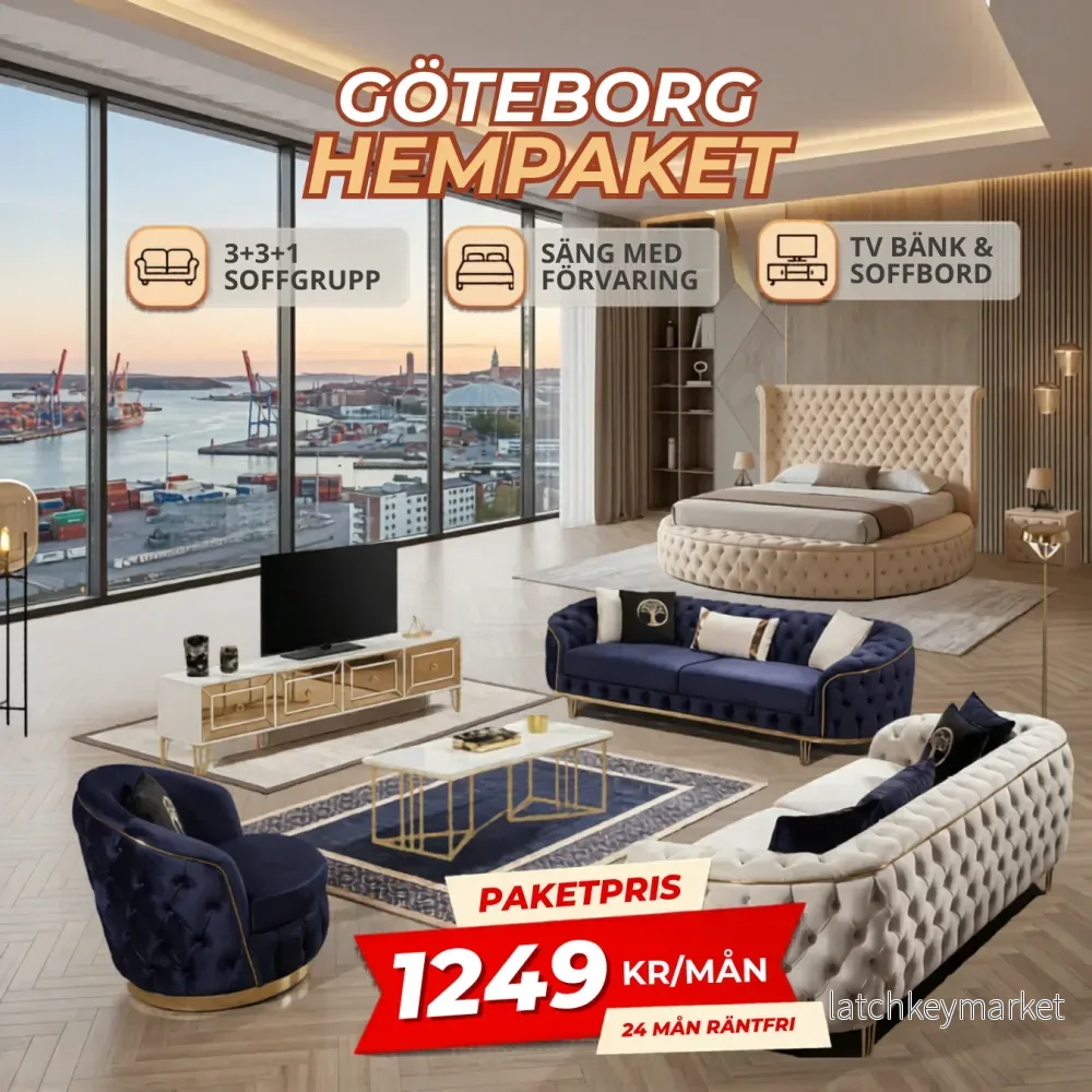 2️⃣ Göteborg HemPaket (Soffgrupp – TV-bänk – Soffbord – Säng med förvaring) 2️⃣ Göteborg HemPaket (Soffgrupp – TV-bänk – Soffbord – Säng med förvaring)