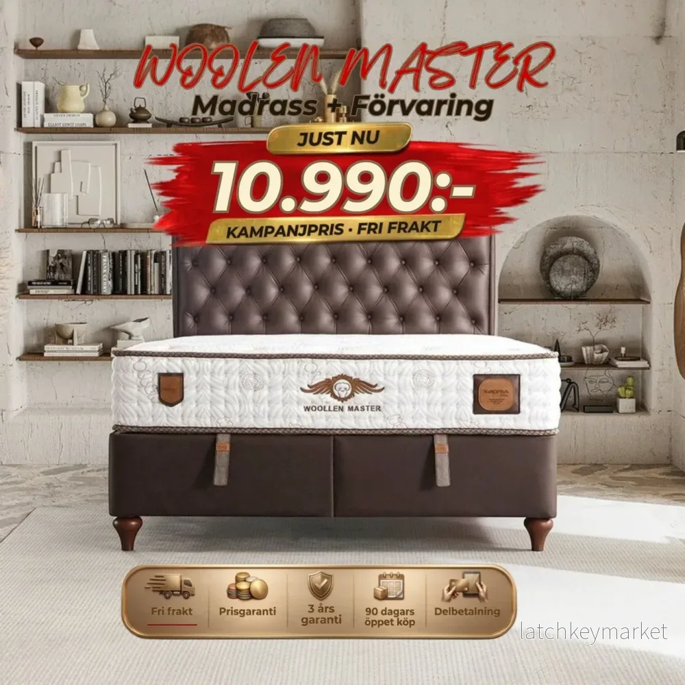 Woolen Master Säng-Huvudgavel-Madrass-Förvaring Woolen Master Säng-Huvudgavel-Madrass-Förvaring
