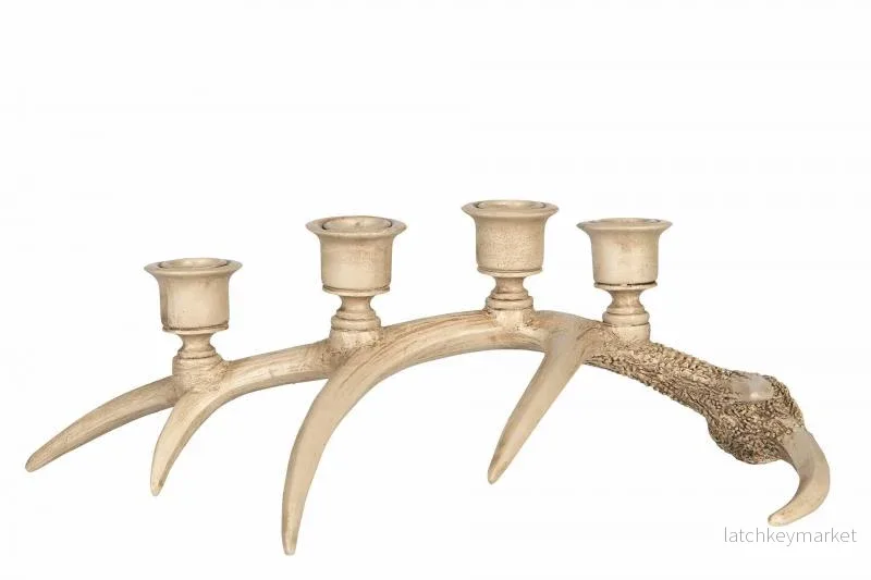Ljusstake Renhorn 4 Ljus Natur Poly 38x17x14cm REA Ljusstake Renhorn 4 Ljus Natur Poly 38x17x14cm REA