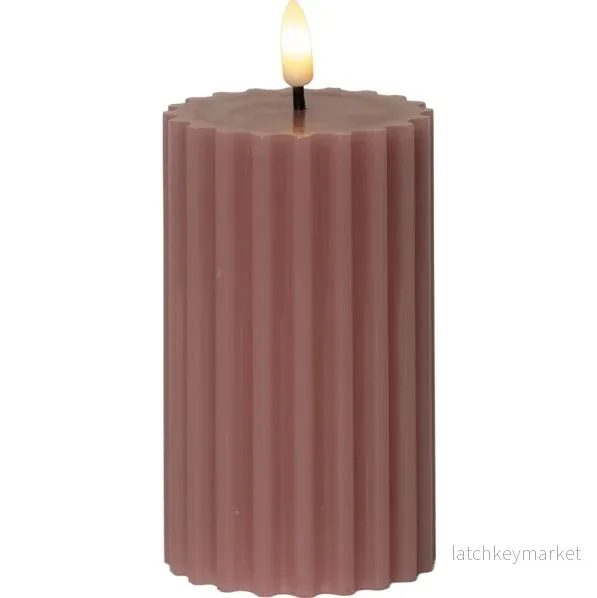 Batteridrivet LED Blockljus Flamme Stripe Gammelrosa 15 cm Batteridrivet LED Blockljus Flamme Stripe Gammelrosa 15 cm