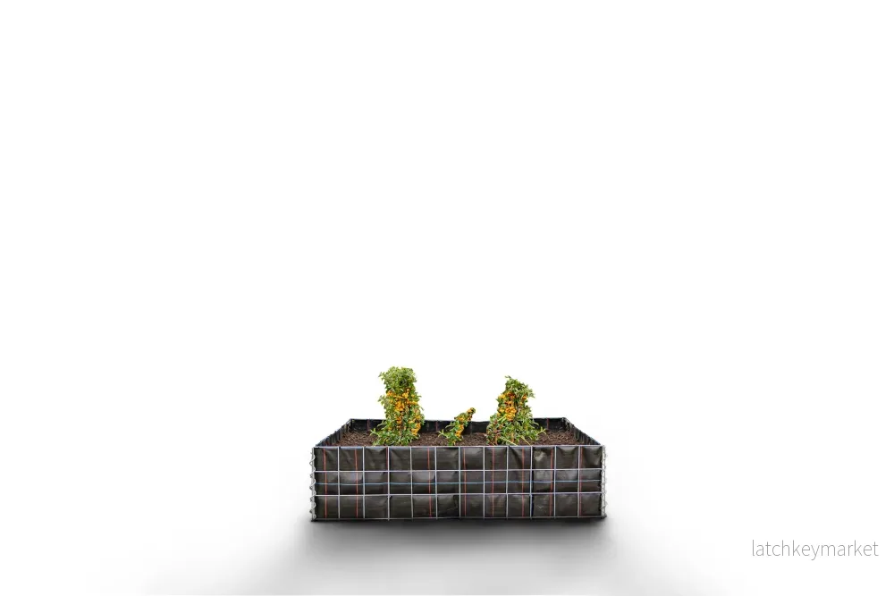 Högbädd, fyrkantig utan stenområde – Längd: 120 cm – Höjd: 30 cm – Djup: 50 cm – Maskstorlek: 10 x 10 cm