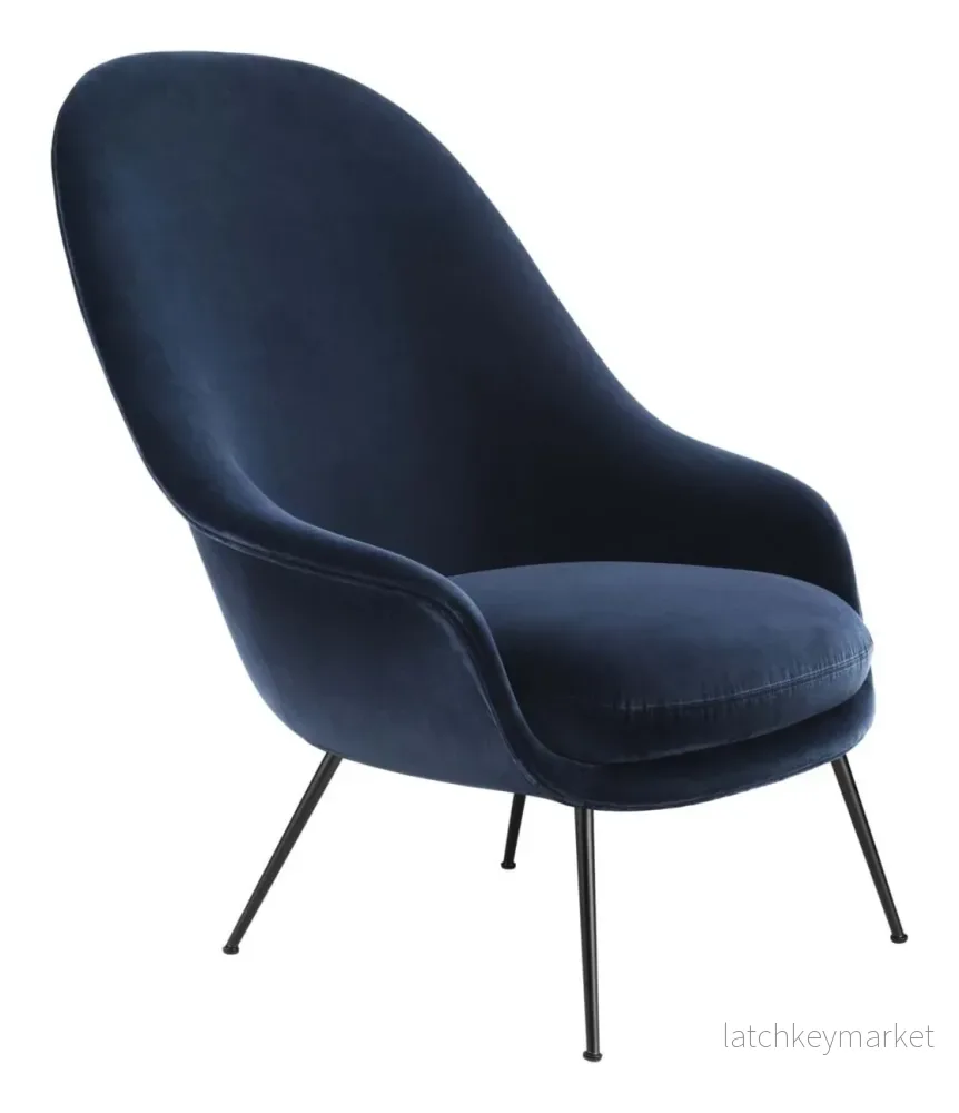 Bat Lounge Chair High Back Conic Base Black Matt