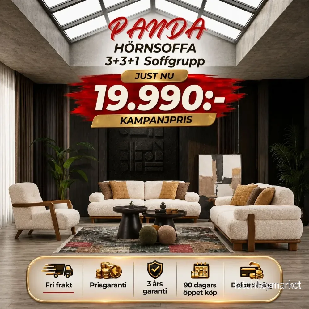 đŻ Panda 3+3+1 Soffgrupp