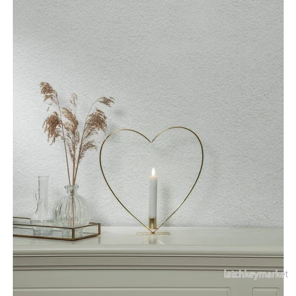 Ljusstake stående Hjärta ink. LED ljus Mässing Ljusstake stående Hjärta ink. LED ljus Mässing