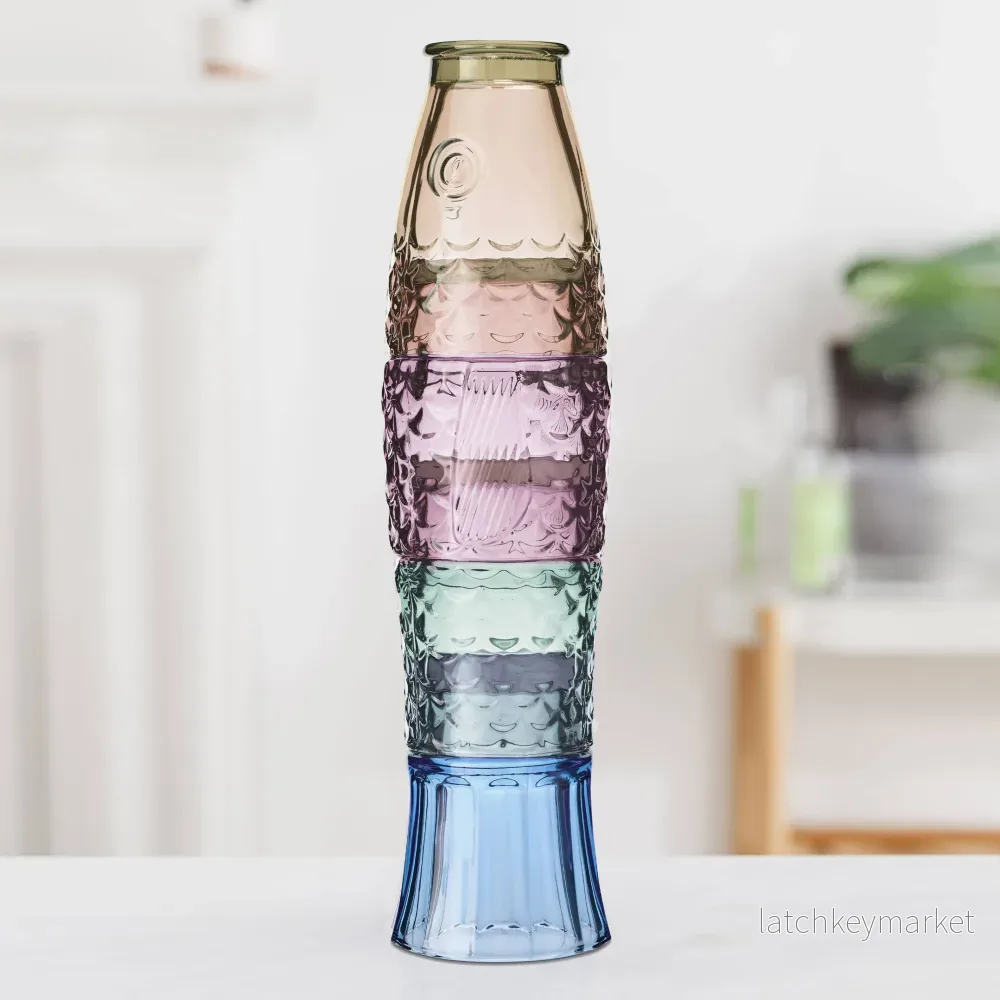 Fish Stacking Drinking Glass - Set of 4 - Rainbow - Bild 3