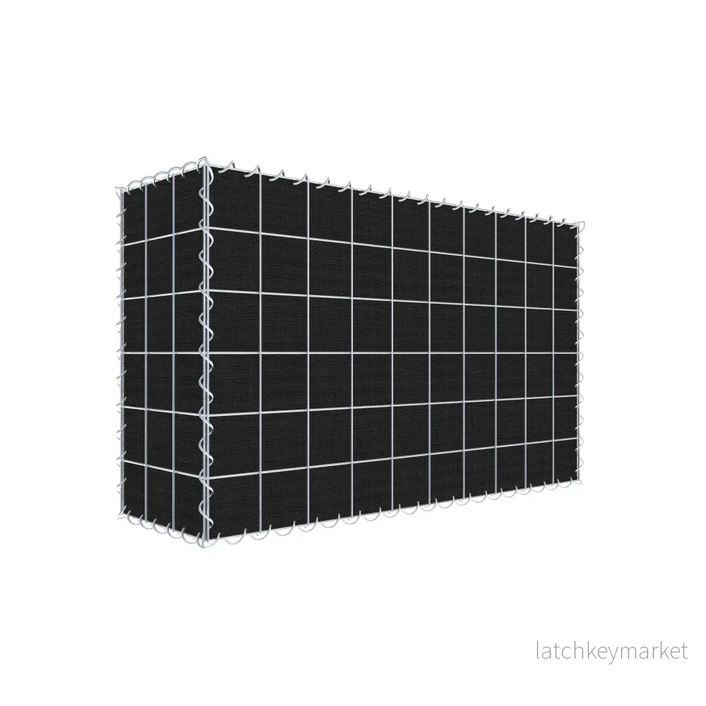 Grön gabion med fleece 100 cm x 60 cm x 30 cm (L x H x D), maskstorlek 10 cm x 10 cm, spiral