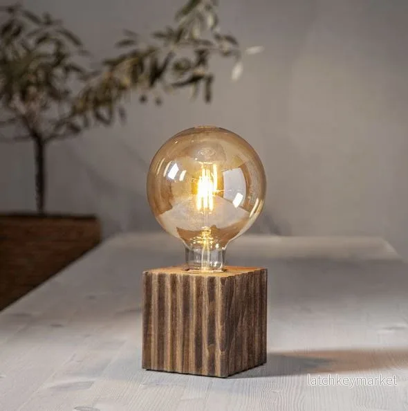 Bordslampa Lampfot Box Ribbat strukturmönster Brun Bordslampa Lampfot Box Ribbat strukturmönster Brun