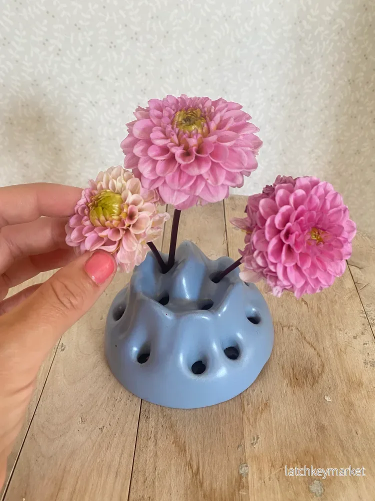 Blomsterfakir i himmelsblå keramik - Uppsala Ekeby - Bild 2