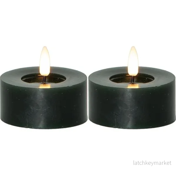 Batteridrivet LED Värmeljus 2-pack Flamme Flow 7x5,5cm Grön - Bild 2