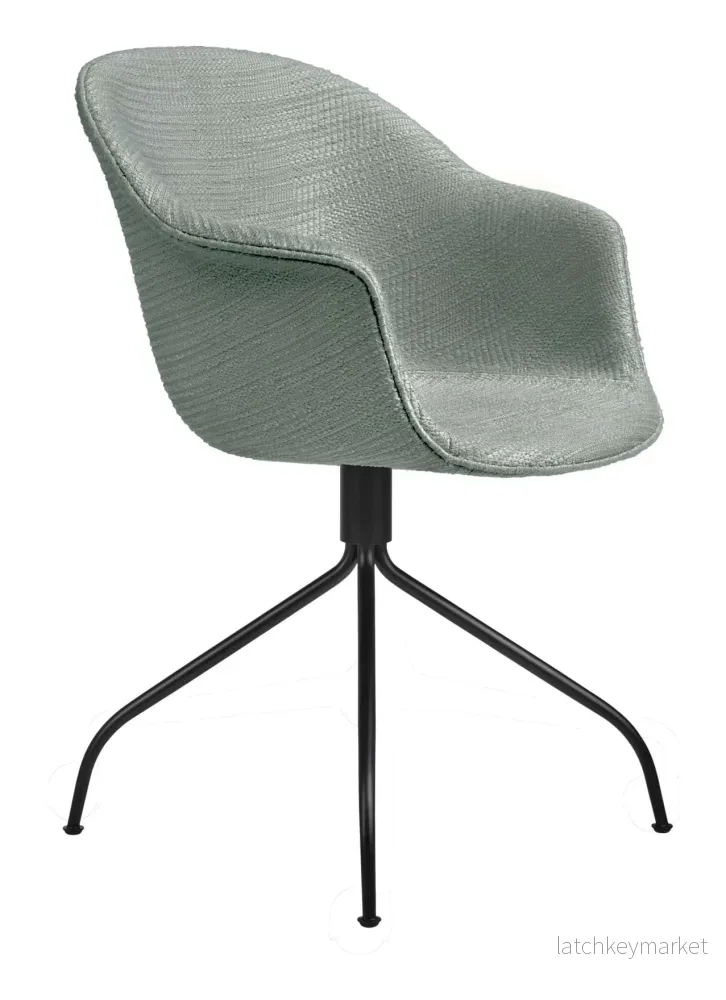 Bat Meeting Chair Fully Upholstered Swivel Base Black