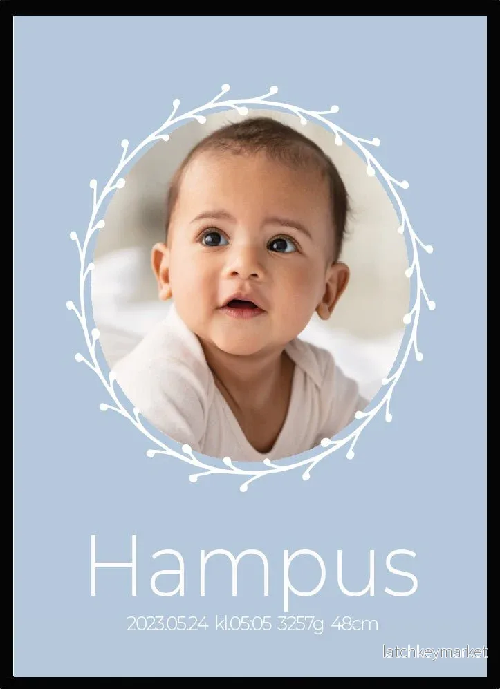 Namntavla Eget foto - blå