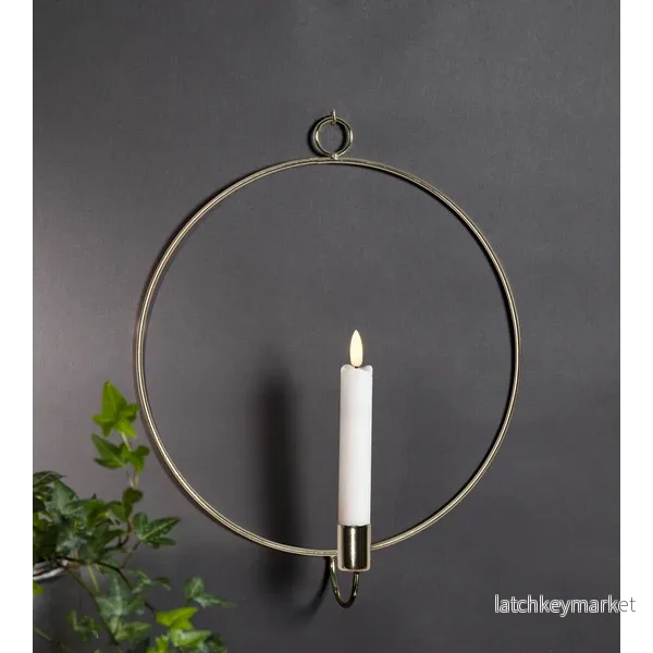 Ljusstake Vägg Ring ink. LED ljus Mässing - Bild 2