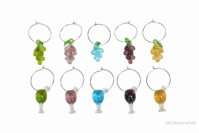 Vinställ Vinglas Koppmarkör Druvmix Glas 2-3cm 10-pack REA Vinställ Vinglas Koppmarkör Druvmix Glas 2-3cm 10-pack REA