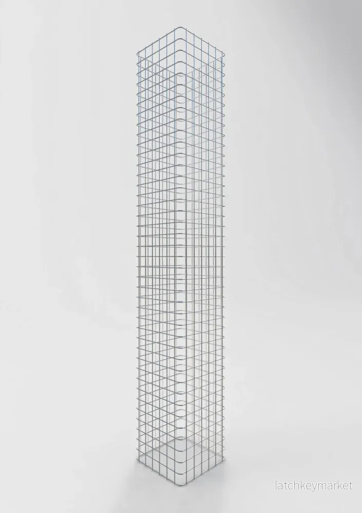 Rektangulär varmförzinkad gabionpelare, 32 cm x 32 cm, 200 cm hög, MW 5 cm x 5 cm Rektangulär varmförzinkad gabionpelare, 32 cm x 32 cm, 200 cm hög, MW 5 cm x 5 cm