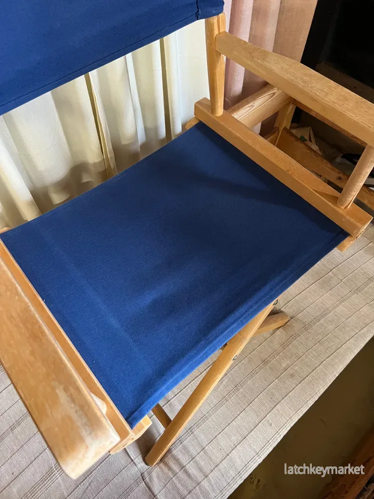 Regissörstol med blått tyg - Bild 3