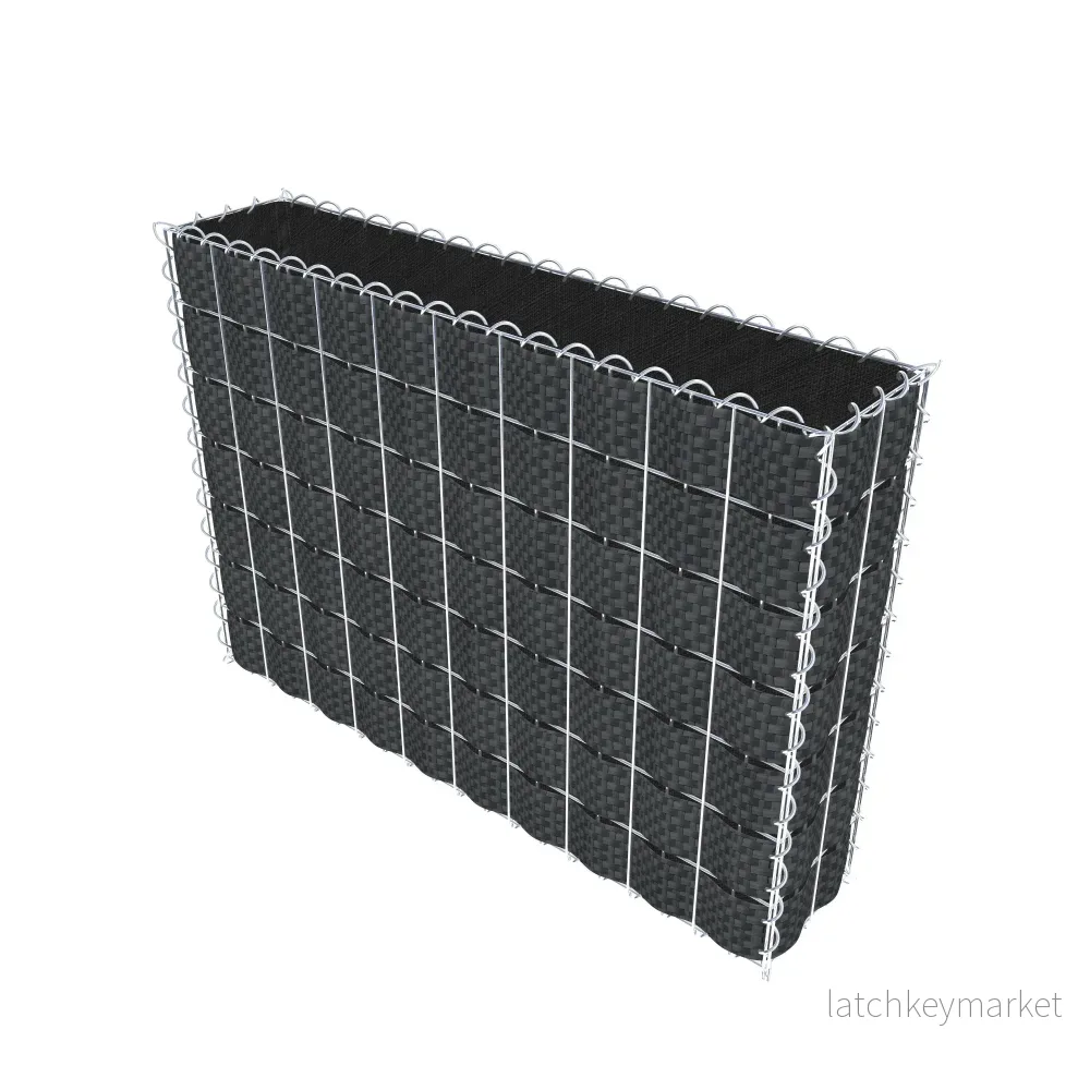 Grön gabion med fleece & insynsskydd 100 cm x 70 cm x 20 cm (L x H x D), maskstorlek 5 cm x 10 cm, spiral - Bild 2