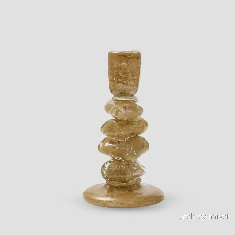 Ljusstake Carmella i beige glas Medium