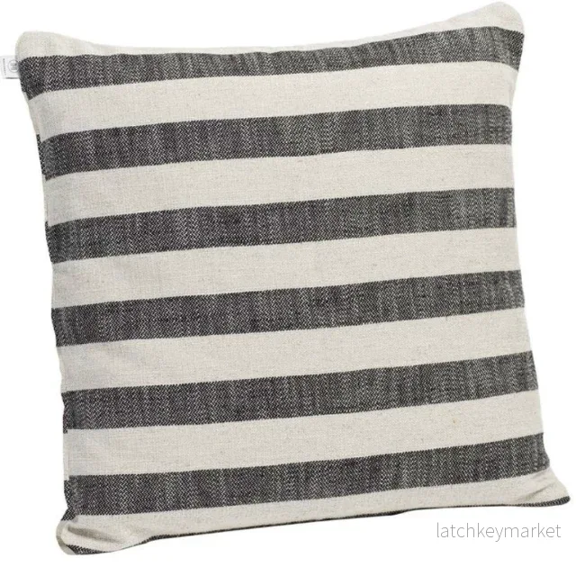 Chhatwal & Jonsson – 100% Italian linen cushion cover, off-white and charcoal grey stripes Chhatwal & Jonsson – 100% Italian linen cushion cover, off-white and charcoal grey stripes