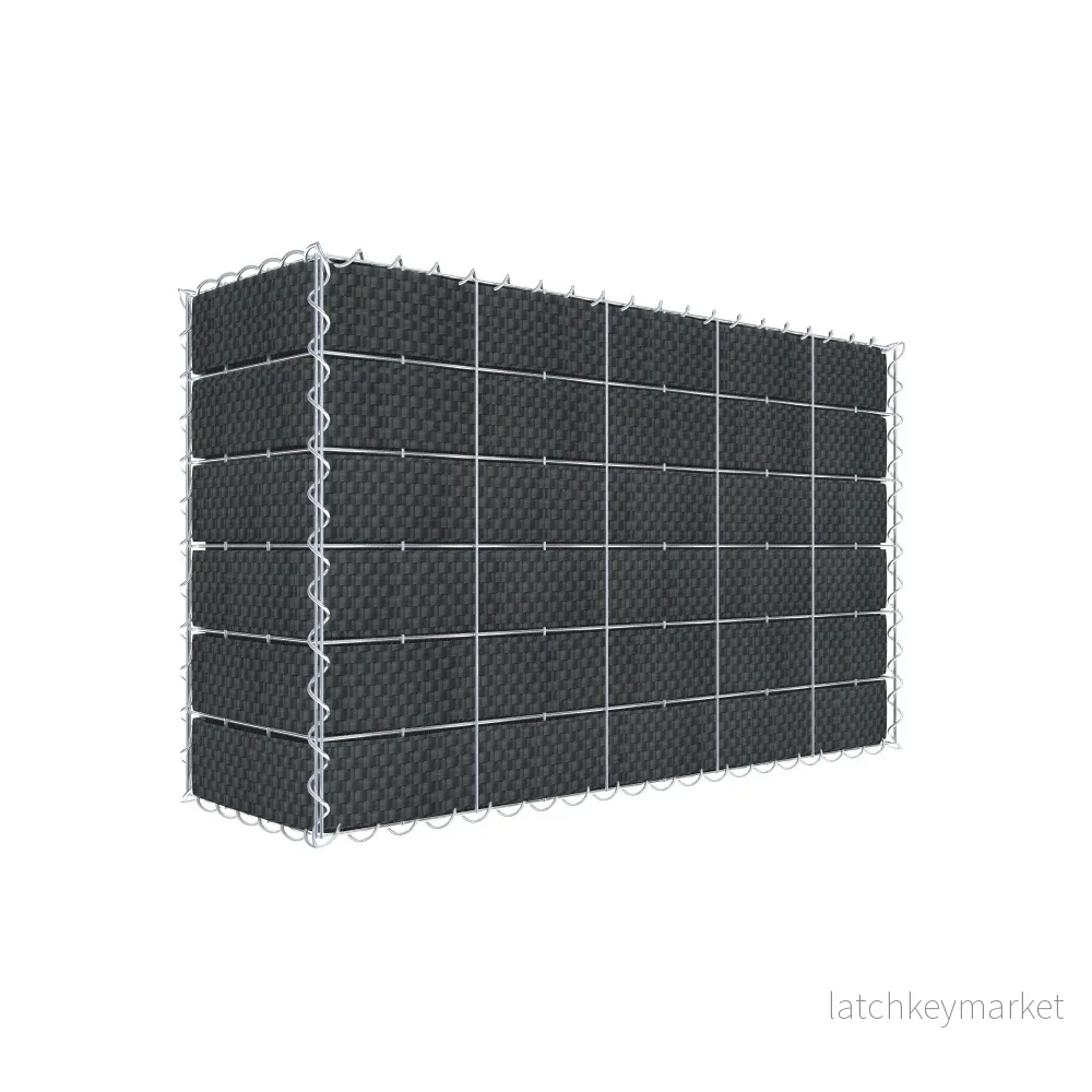 Grön gabion med fleece & insynsskydd 100 cm x 60 cm x 30 cm (L x H x D), maskstorlek 10 cm x 10 cm, spiral Grön gabion med fleece & insynsskydd 100 cm x 60 cm x 30 cm (L x H x D), maskstorlek 10 cm x 10 cm, spiral