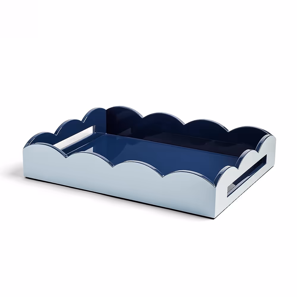 Scalloped Tray Medium Pale Denim & Navy