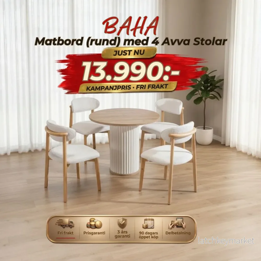 Baha Matbord (rund) med  4 Avva Stolar