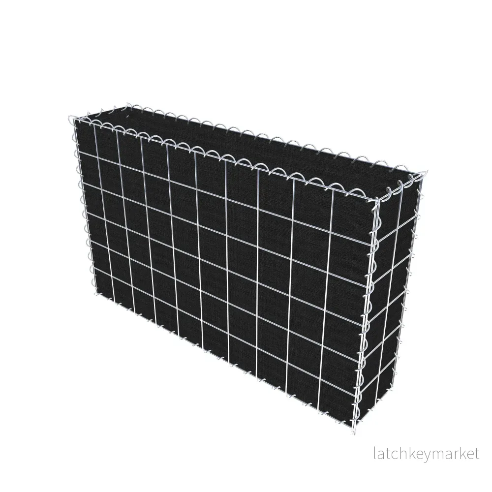 Grön gabion med fleece 100 cm x 60 cm x 20 cm (L x H x D), maskstorlek 10 cm x 10 cm, spiral - Bild 2