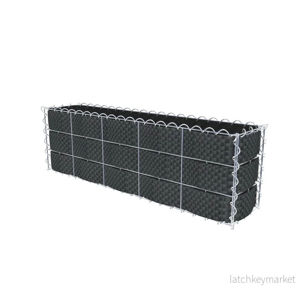 Grön gabion med fleece & insynsskydd 100 cm x 30 cm x 20 cm (L x H x D), maskstorlek 10 cm x 10 cm, spiral - Bild 2