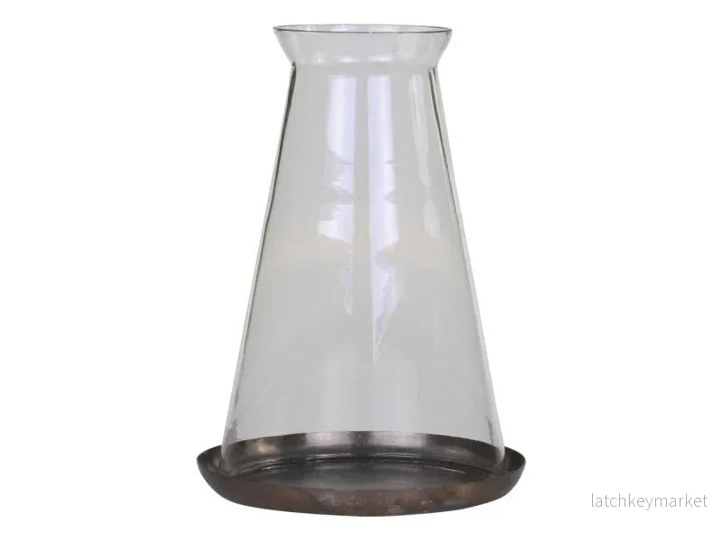 Ljuslykta m. glas H22/Ø15 cm antique mässing 1 st REA Ljuslykta m. glas H22/Ø15 cm antique mässing 1 st REA