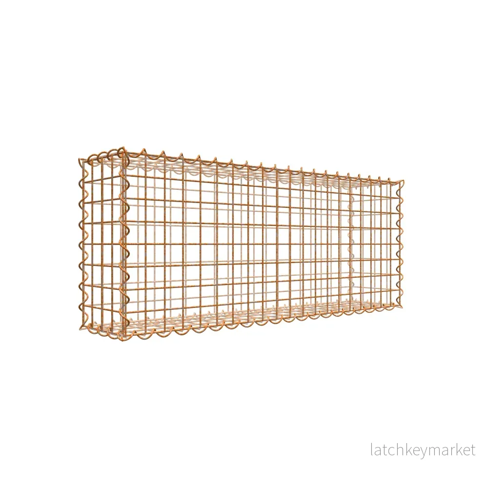 Rostig gabion 100 cm x 40 cm x 20 cm (L x H x D), maskstorlek 5 cm x 5 cm, spiral