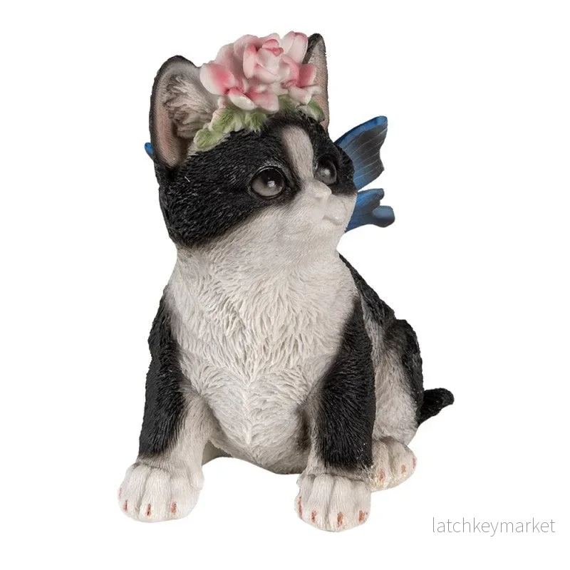 Dekoration Djur Katt 12x10x15 Cm Svart Vit Polyresin REA Dekoration Djur Katt 12x10x15 Cm Svart Vit Polyresin REA