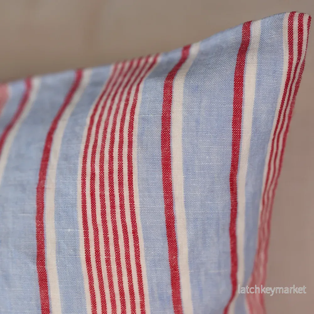 French Cushion Cover Red Blue Stripe - Bild 2