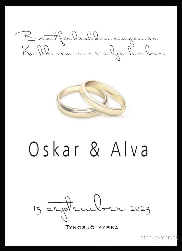 Bröllopstavla Beviset för kärleken guld Bröllopstavla Beviset för kärleken guld