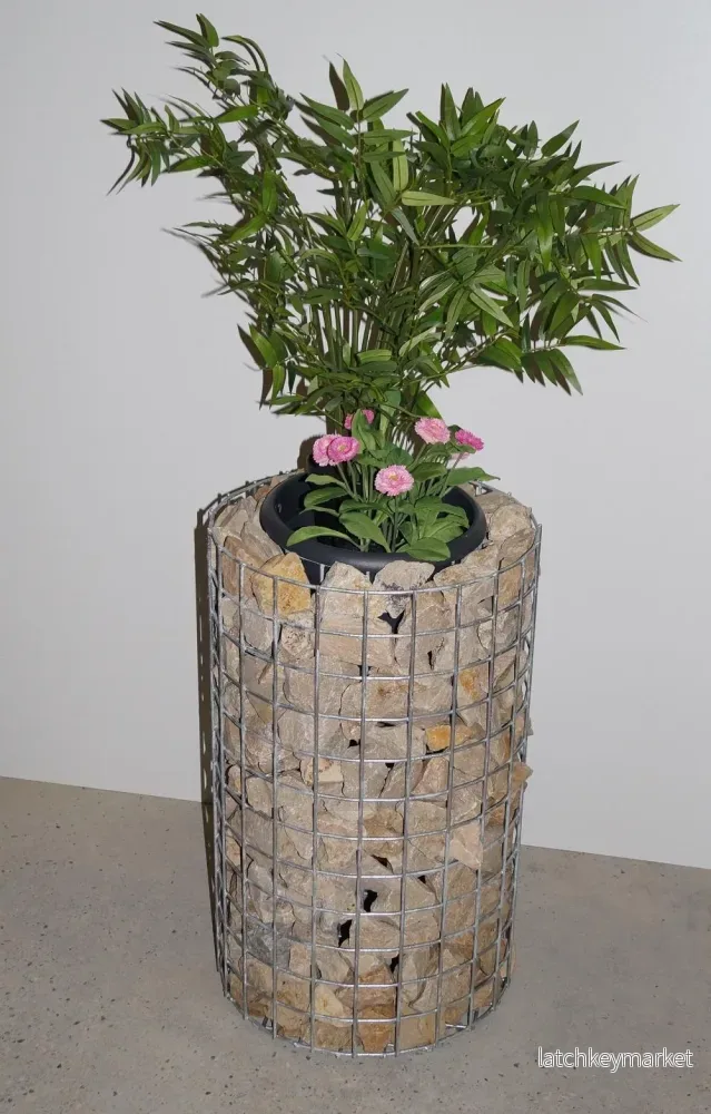 Blomsterpelare höjd 62 cm rund, diameter 37 cm, MW 5 x 5 cm, varmförzinkad inkl. kruka - Bild 2