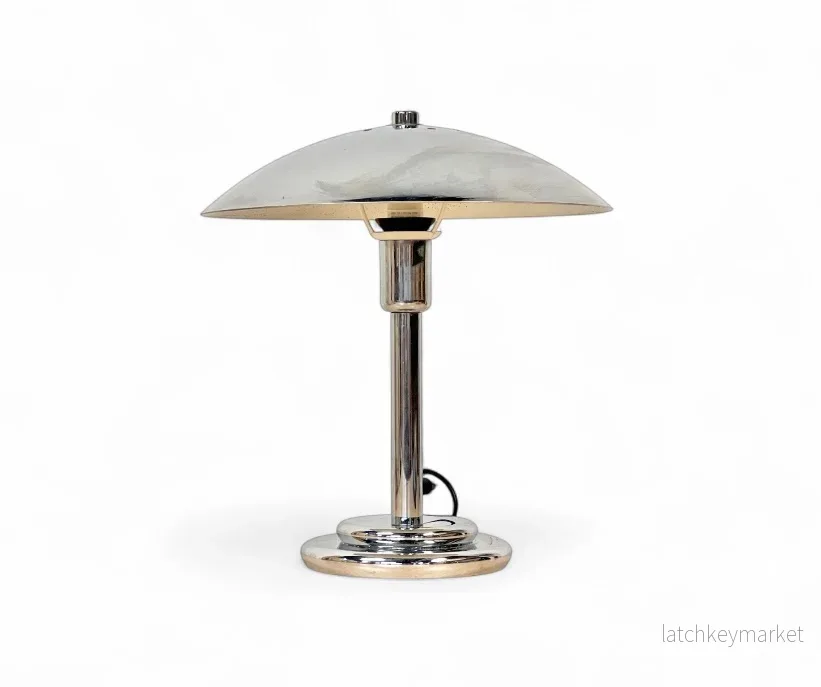Space Age Chrome Bordslampa France 70/80-tal Vintage Aluminor Retro