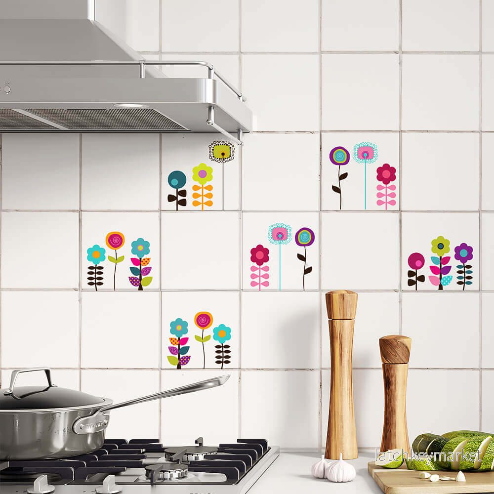 Kakeldekor retroblommor 1