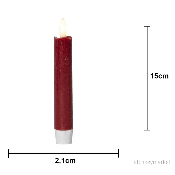 Batteridrivet LED Antikljus 2-pack Flamme Rustic 15 cm Röd - Bild 3