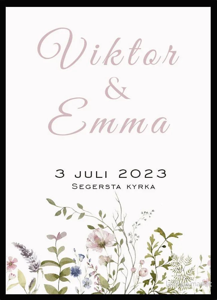 Bröllopstavla Blomsteräng Bröllopstavla Blomsteräng