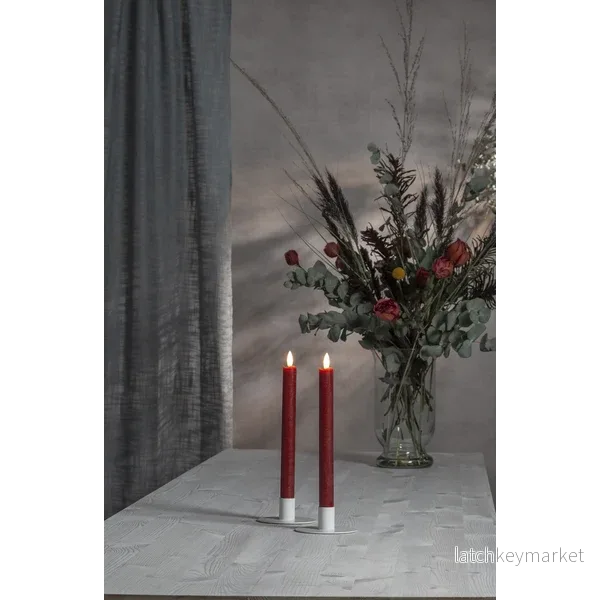 Batteridrivet LED Antikljus 2-pack Flamme Rustic 25 cm Röd - Bild 3
