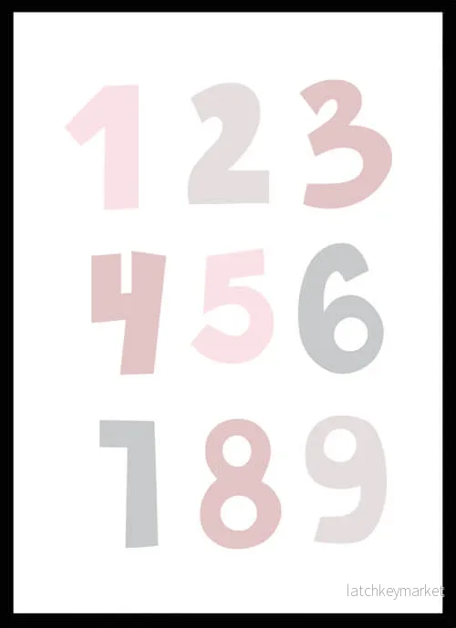 Poster Siffror rosa