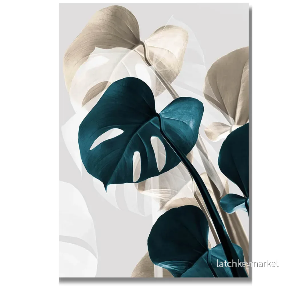 Tavla Aluminium art Drink Leaf- Beige Blue Tavla Aluminium art Drink Leaf- Beige Blue
