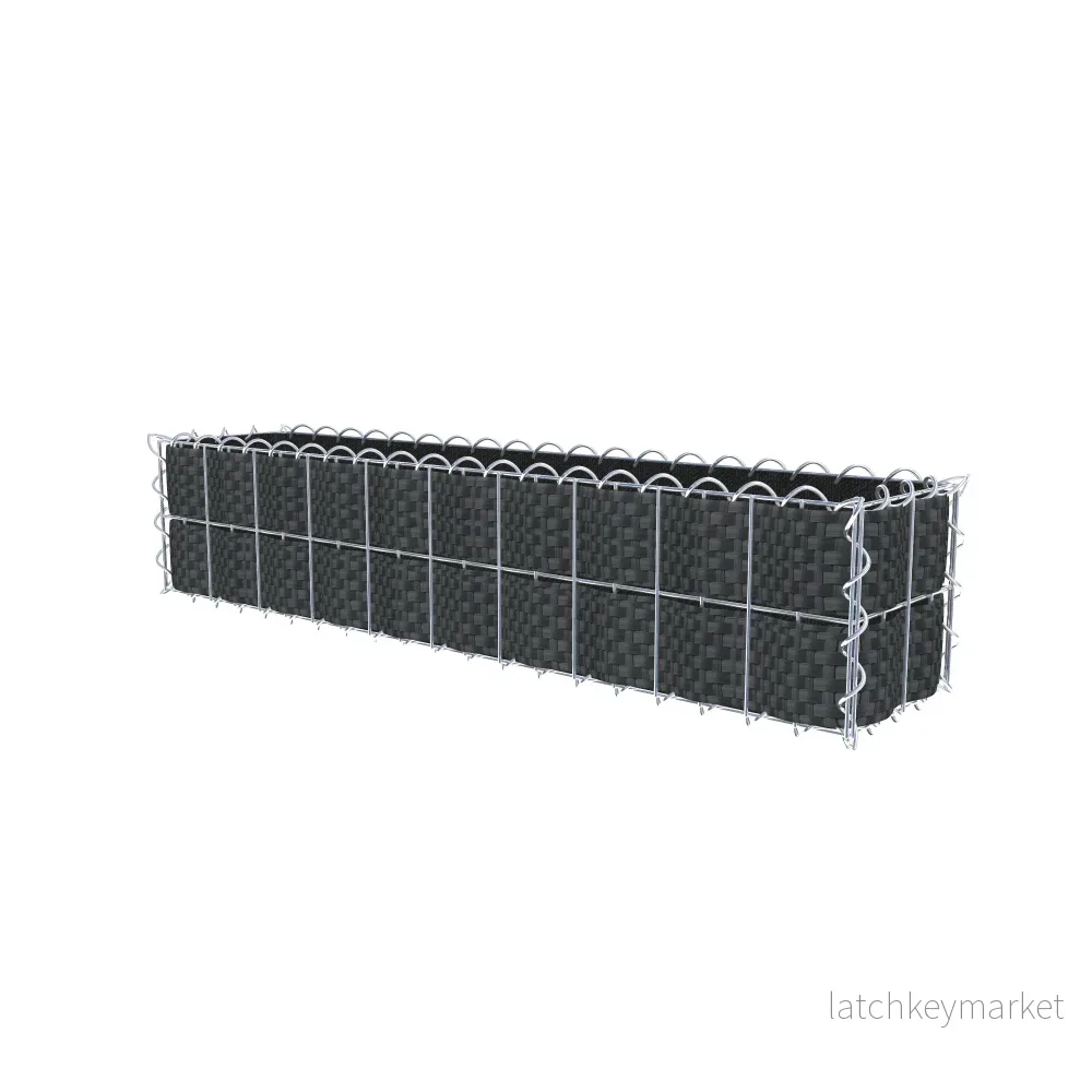Grön gabion med fleece & insynsskydd 100 cm x 20 cm x 20 cm (L x H x D), maskstorlek 5 cm x 10 cm, spiral - Bild 2