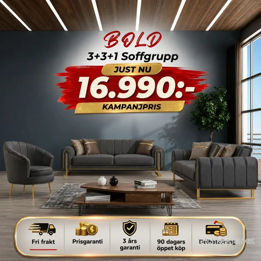 đŻ Bold 3+3+1 Soffgrupp đŻ Bold 3+3+1 Soffgrupp