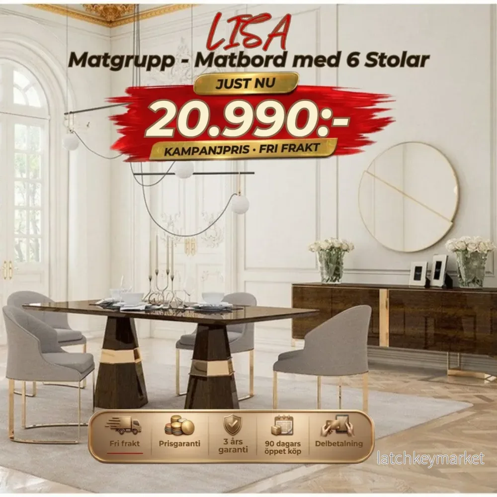 Lisa Matgrupp – Matbord med 6 Stolar Lisa Matgrupp – Matbord med 6 Stolar