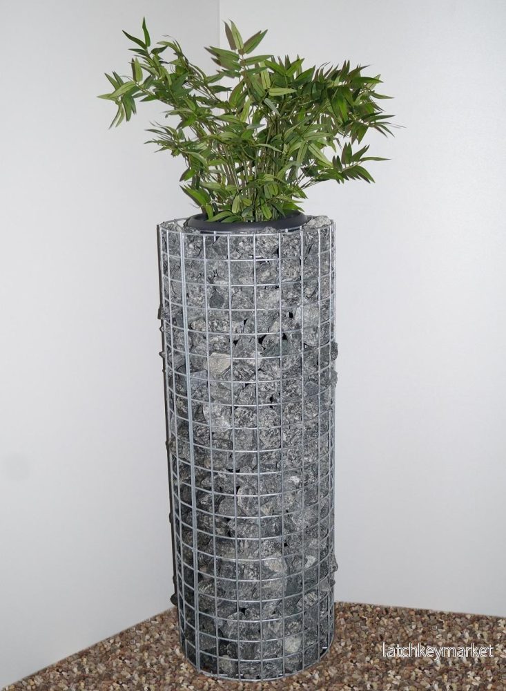 Blomsterpelare höjd 102 cm rund, diameter 37 cm, MW 5 x 5 cm, varmförzinkad inkl. kruka - Bild 2