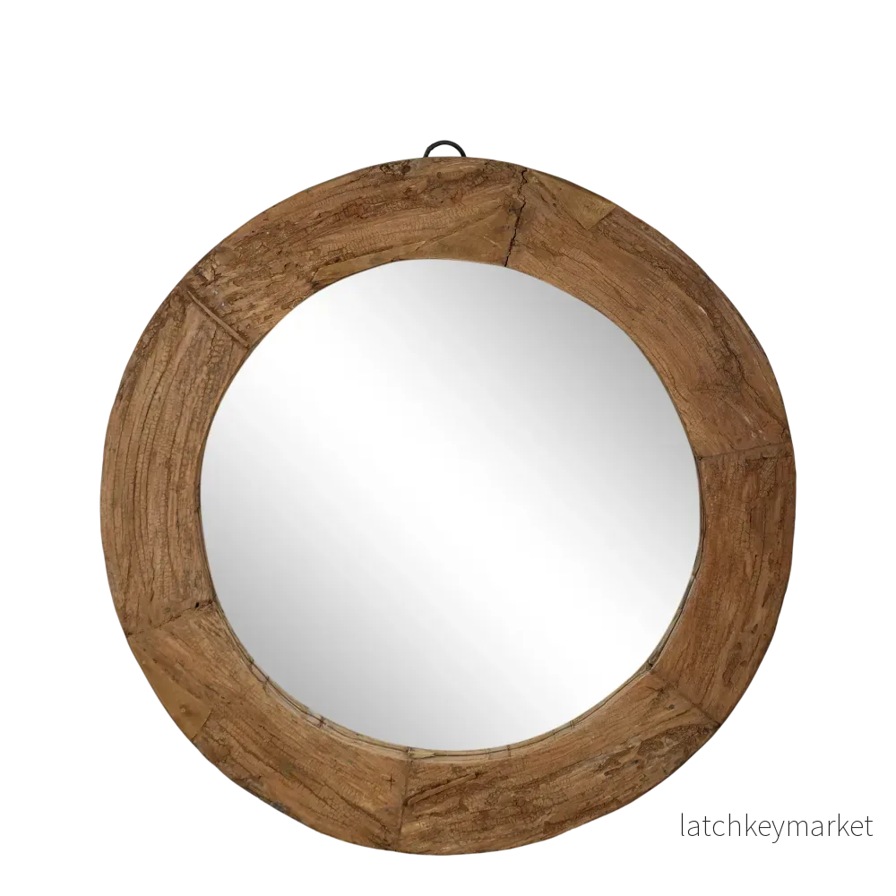 Väggspegel med träram Återvunnet H8/Ø100 cm - Bild 2
