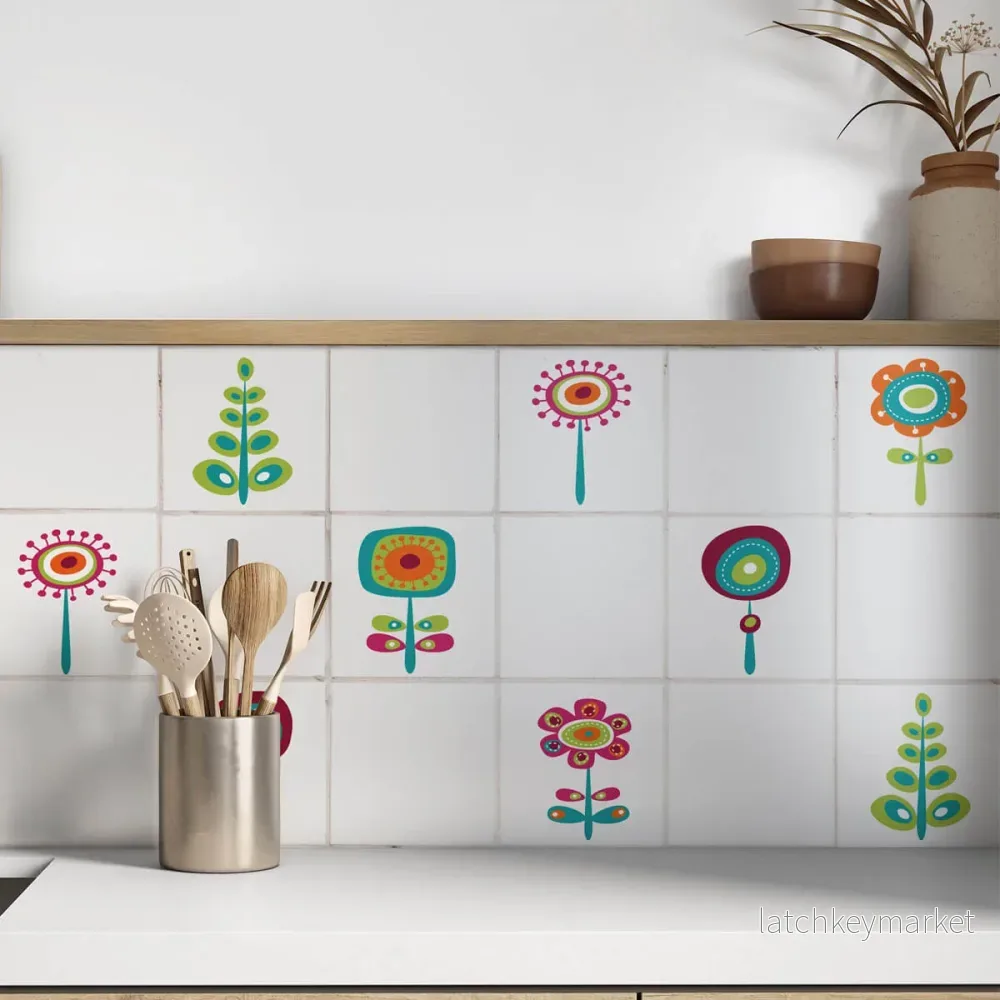 Kakeldekor retroblommor 2